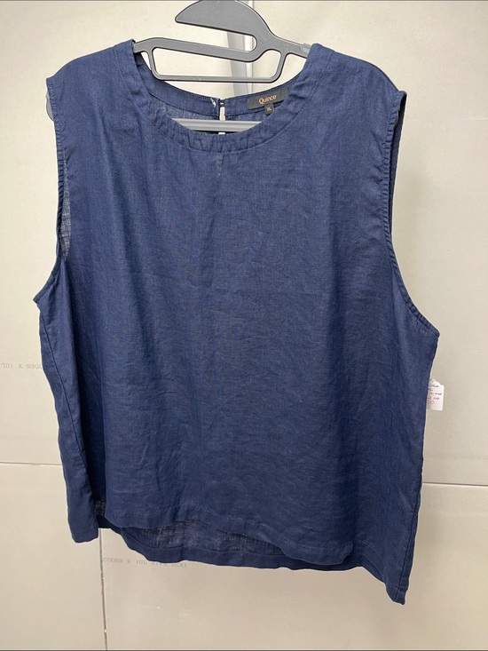 Quince Tops - Quince Navy Linen Sleeveless Shell Top